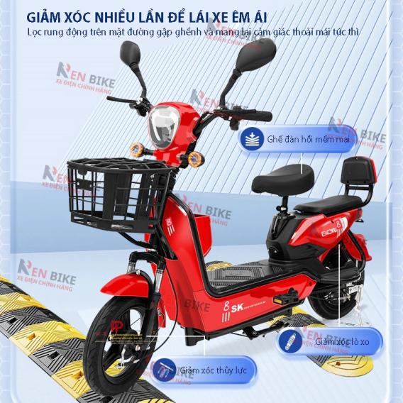 Xe Đạp Điện SK8, Mẫu Xe Điện Sk8 Chính Hãng, Bản Full Phụ Kiện - Phiên bản bình điện 14Ah+ Tặng bộ giỏ